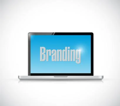 Branding text sign on a laptop computer. Stock Illustration