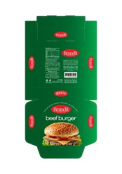 Brandit Beef Burger Packaging Design (Green) Stock Illustration