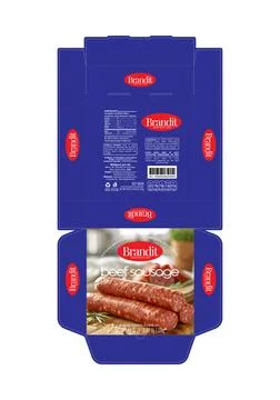 Brandit Beef Sausage Packaging Design (Blue) Stock Illustration