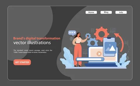 Brand's Digital Transformation. A modern vector illustration that captures the Illustrazione stock