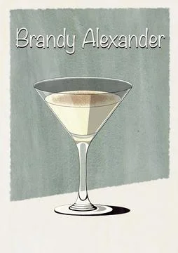 Brandy Alexander Cocktail Printable Wall Art Poster Stock Illustration
