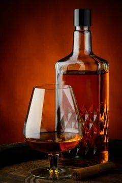 Brandy and cigar Stock Photos