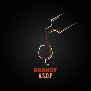 Brandy glass bottle splash design background Stock Illustration