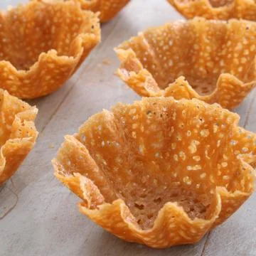 Brandy snap baskets Stock Photos