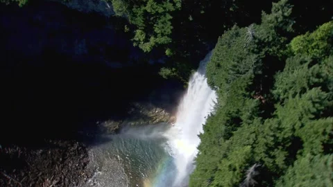 Brandywine Falls: approaching ammonite waterfall with rainbow 003 Stock Footage 145737656