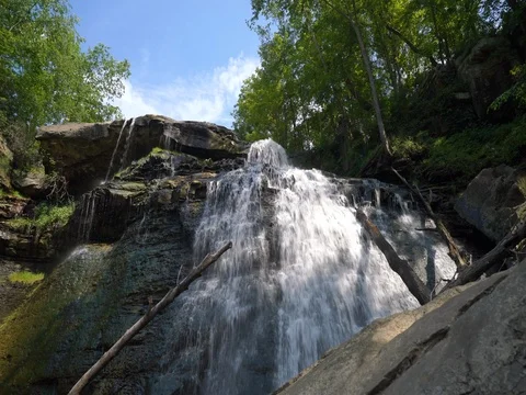 Brandywine Falls - Camera panning across beautiful waterfall scene Stock Footage 77157482