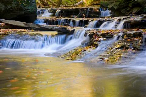 Brandywine small falls emptying into pool landscape Stock Photos