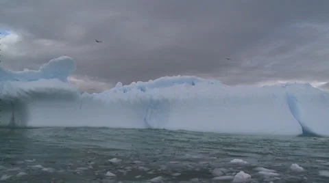 Brash ice with storm clouds, Antarctica Stock Footage 34313876