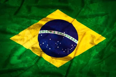 Brasil grunge flag on a silk drape waving Stock Illustration