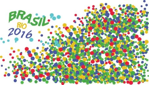 Brasil, Rio 2016 logo with colored circles. Digital vector image. Illustrazione stock