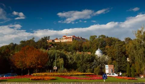 Brasov downtown and citadel Stock Photos