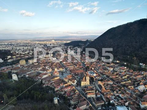 Brasov Romania aerial photo with beautiful buildings Stock Photos