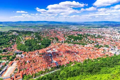 Brasov, Romania, Transylvania - view from Tampa Mountain Stock Photos