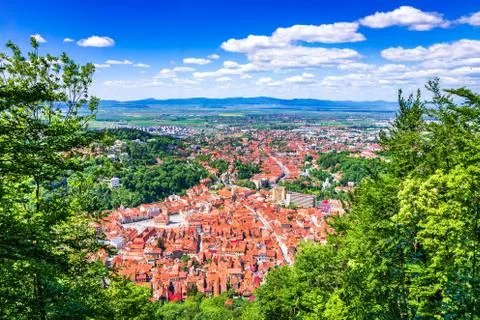 Brasov, Romania, Transylvania - view from Tampa Mountain Stock Photos