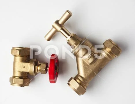 Brass and Copper Plumbing Items Stock Photos