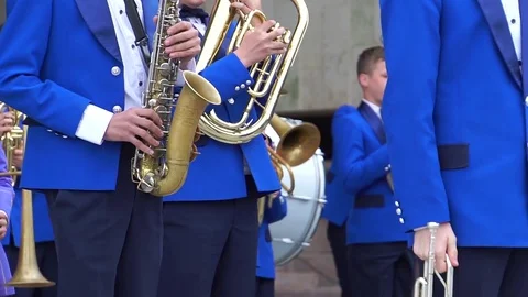 Brass band on the parade. Stock Footage 76316739