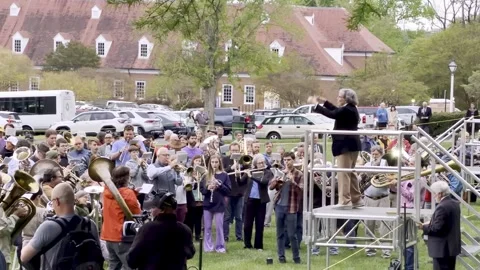 Brass band plays easter service old salem 動画素材 334292934