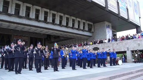 Brass bands and conductor. Stock Footage 76547491
