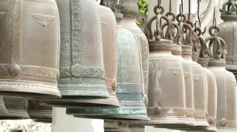 Brass bell in temple. Stock Footage 61708294