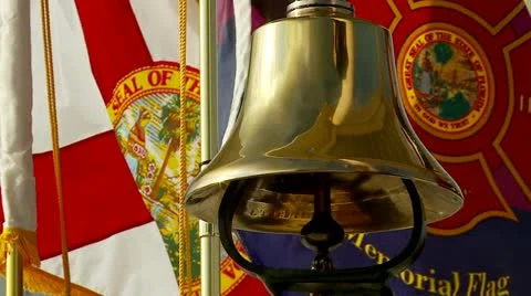 Brass Bell w:Flags Stock Footage 12019936