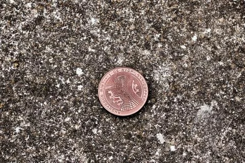 Brass bitcoin coin Stock Photos