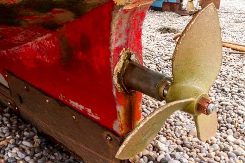 Brass boat propeller Stock Photos