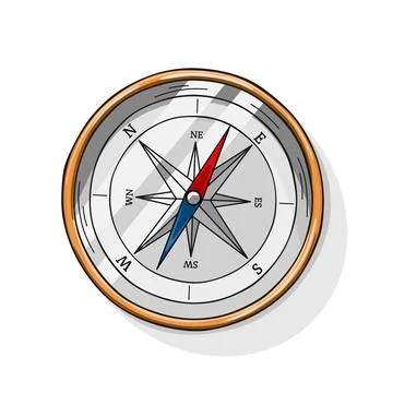 Brass compass isolated on white background vector illustration Stock Illustration