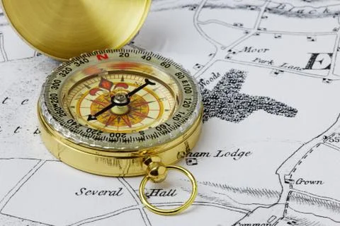 Brass compass Stock Photos