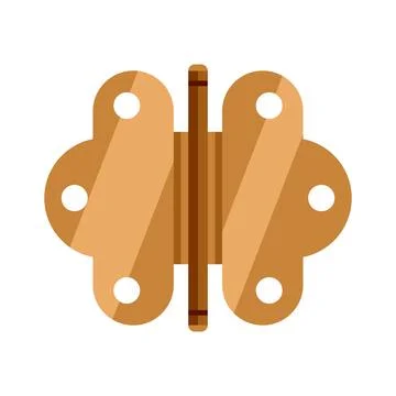 Brass decorative door hinge flat vector icon Stock Illustration