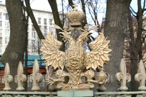 Brass double-headed eagle symbol of Russia Stock Photos