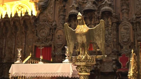 Brass eagle lectern Stock Footage 87350456