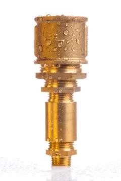 Brass fitting connection isolated on white Stock Photos