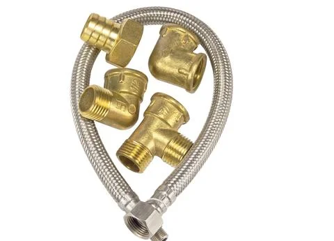 Brass fitting for plumbing Foto stock