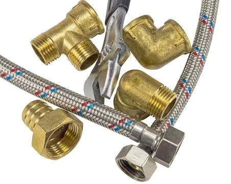 Brass fitting for plumbing Stock Photos