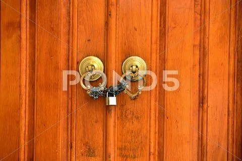 Brass gate with door knocker istanbul Turkey Stock Photos