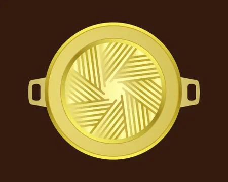 Brass grill pan in korean style on wood table Vector Image