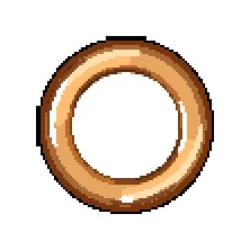 Brass grommet ring pixel art vector illustration Stock Illustration