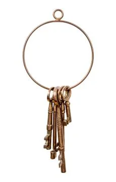 Brass key ring and keys Stock Photos