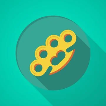 Brass knuckles flat color vector icon Yellow brass knuckle with orange ele... Stock Photos