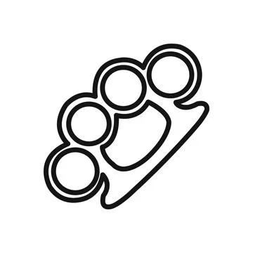 Brass knuckles icon linear vector graphics sign Stock Illustration