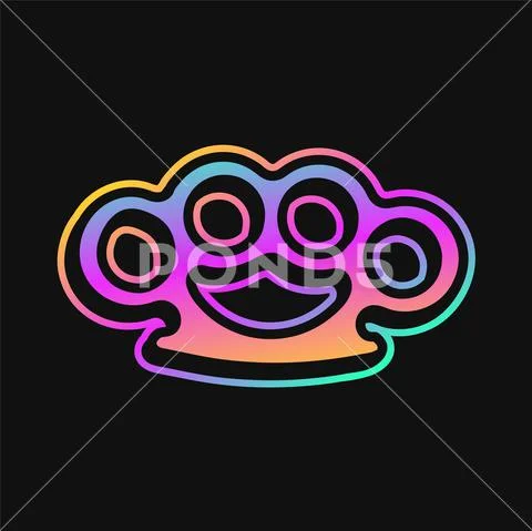 Brass knuckles with trendy gradient t-shirt print. Vector line