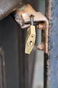 Brass padlock keyway Foto stock