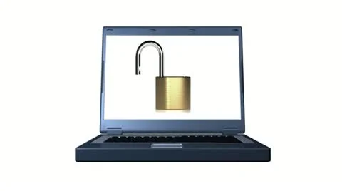 A brass padlock opening and closing on alaptop screen. Loops over 300 frames. 스톡 동영상 12034162