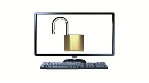 A brass padlock opening and closing on a pc screen. Loops over 300 frames. 스톡 동영상 12034164