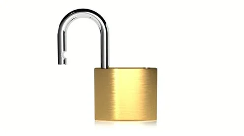 A brass padlock opening and closing. Stock Footage 12034579