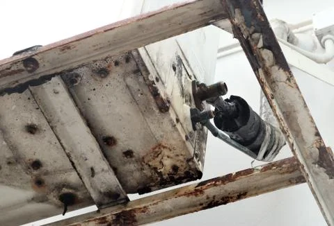 Brass pipe that is later from the compressor Stock Photos