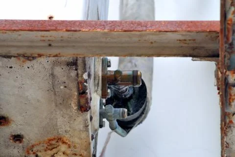 Brass pipe that is later from the compressor Foto stock