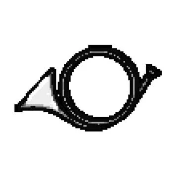 Brass post horn pixel art vector illustration 스톡 일러스트