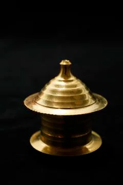 Brass pot with lid Stock Photos