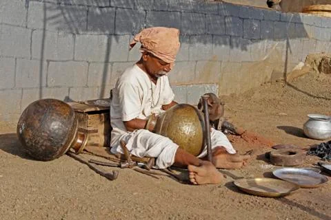 Brass pot maker Stock Photos